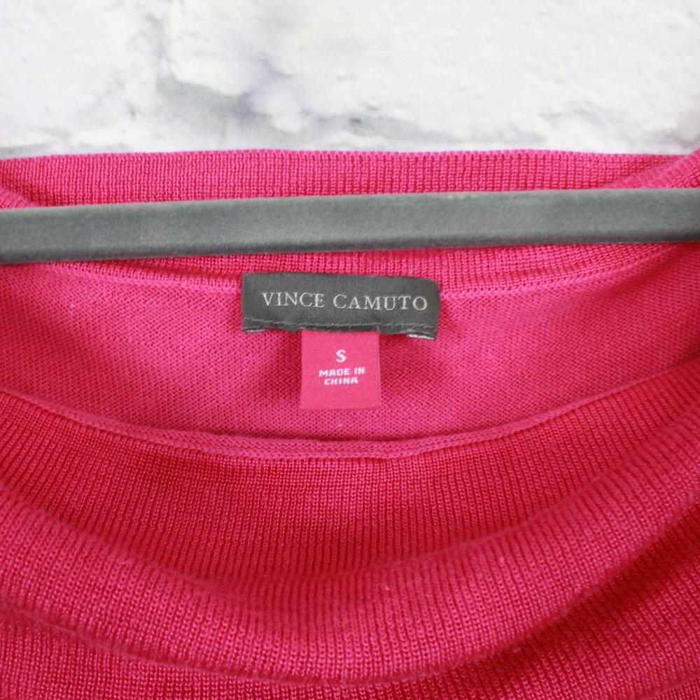 Vince Camuto Pink Rib Knit Folded Loose Turtleneck Short Sleeves Blouse Size S - Picture 6 of 10